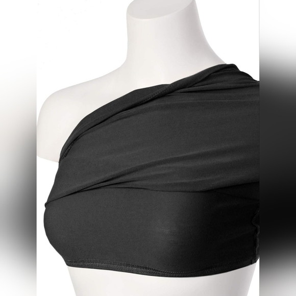 Women's Medium Black Basic Casual Ruched Side Stretchy Tube Top NWOT - Picture 2 of 4